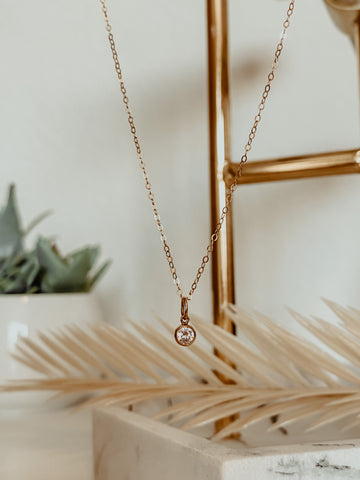 Dainty Chain Necklace with Cubic Zirconia Charm