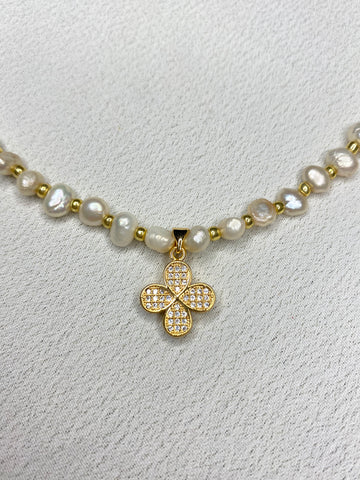 Clover Choker | 14K Gold-Filled Beads + Freshwater Baroque Pearls