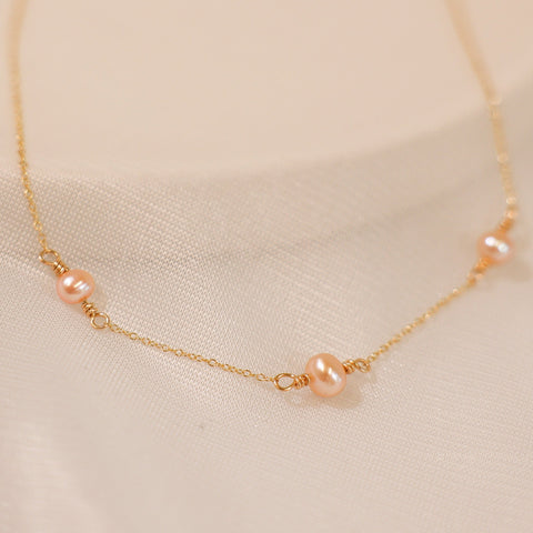 Peach Pearl Trio Necklace | The Freshwater Pearl Collection